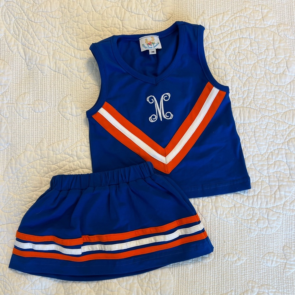 Busy Bee Smocks Blue & Orange Cheer Outfit